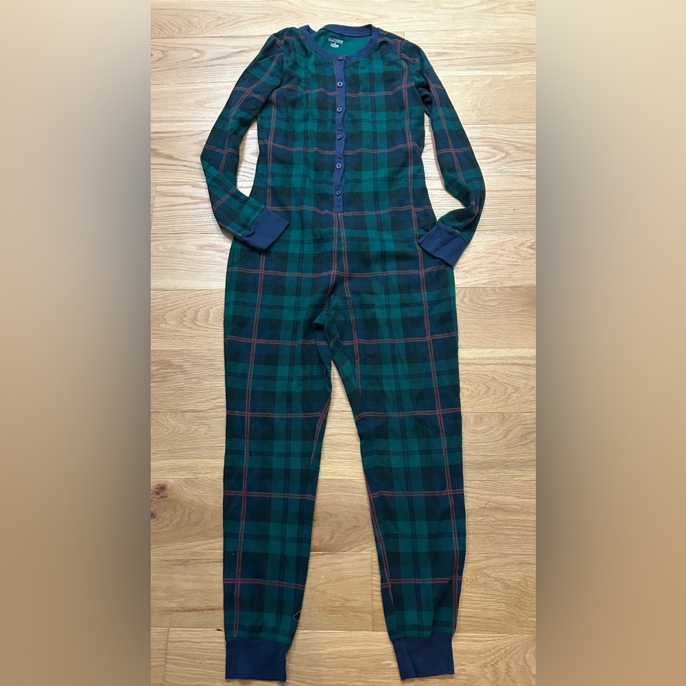 Old Navy Waffle Knit Plaid Print Onesie Pajamas Medium M